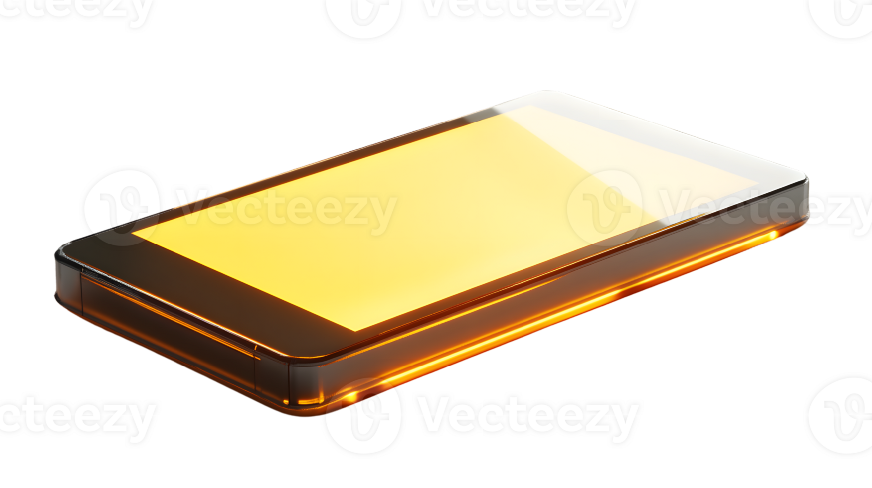 Futuristic Smartphone with Glowing Screen Displaying Warm Light Ideal for Technology and Innov png