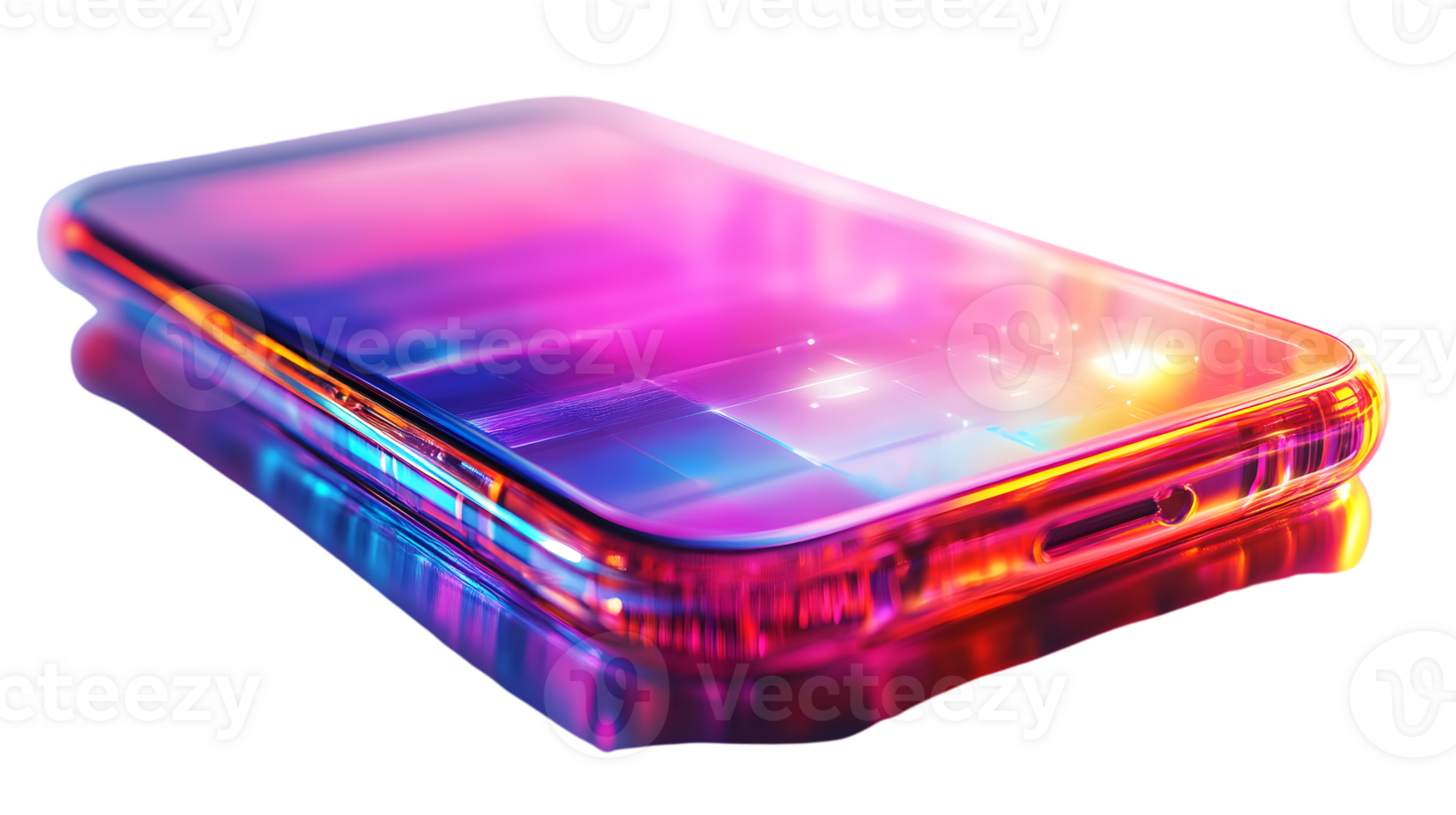 Futuristic Smartphone with Neon Lights and Transparent Design HighTech Device Modern Technol png