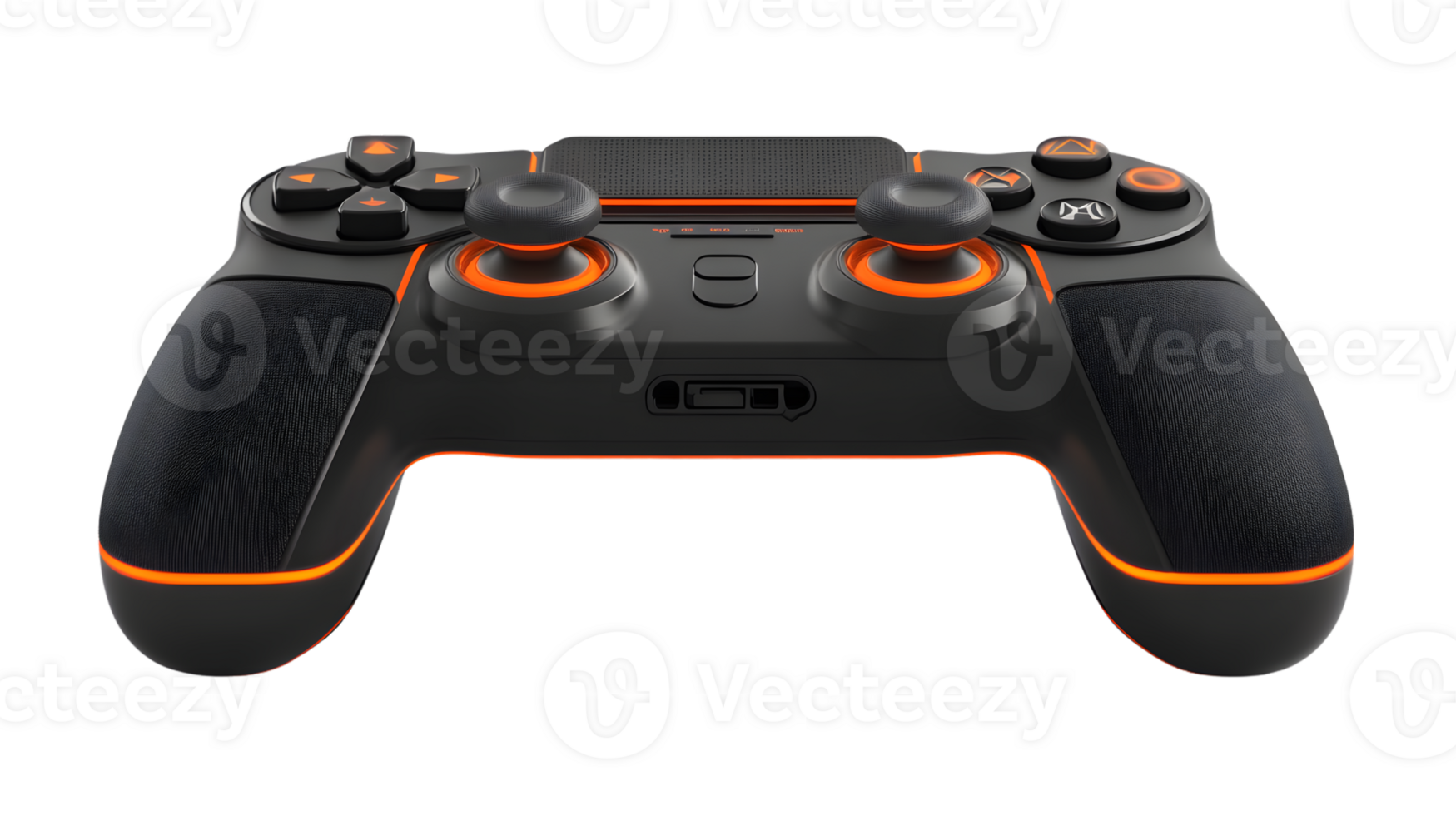 Gaming Controller with Orange Backlight Modern Design Isolated on Black Background png