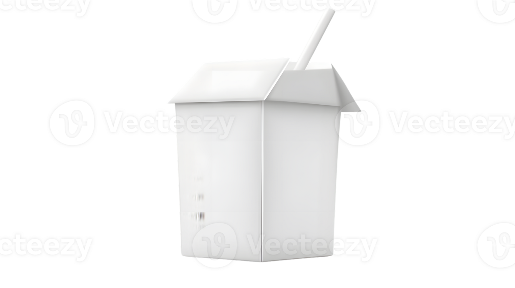 Minimalist White Beverage Carton with Straw Isolated on Black Background for Design and Marketi png