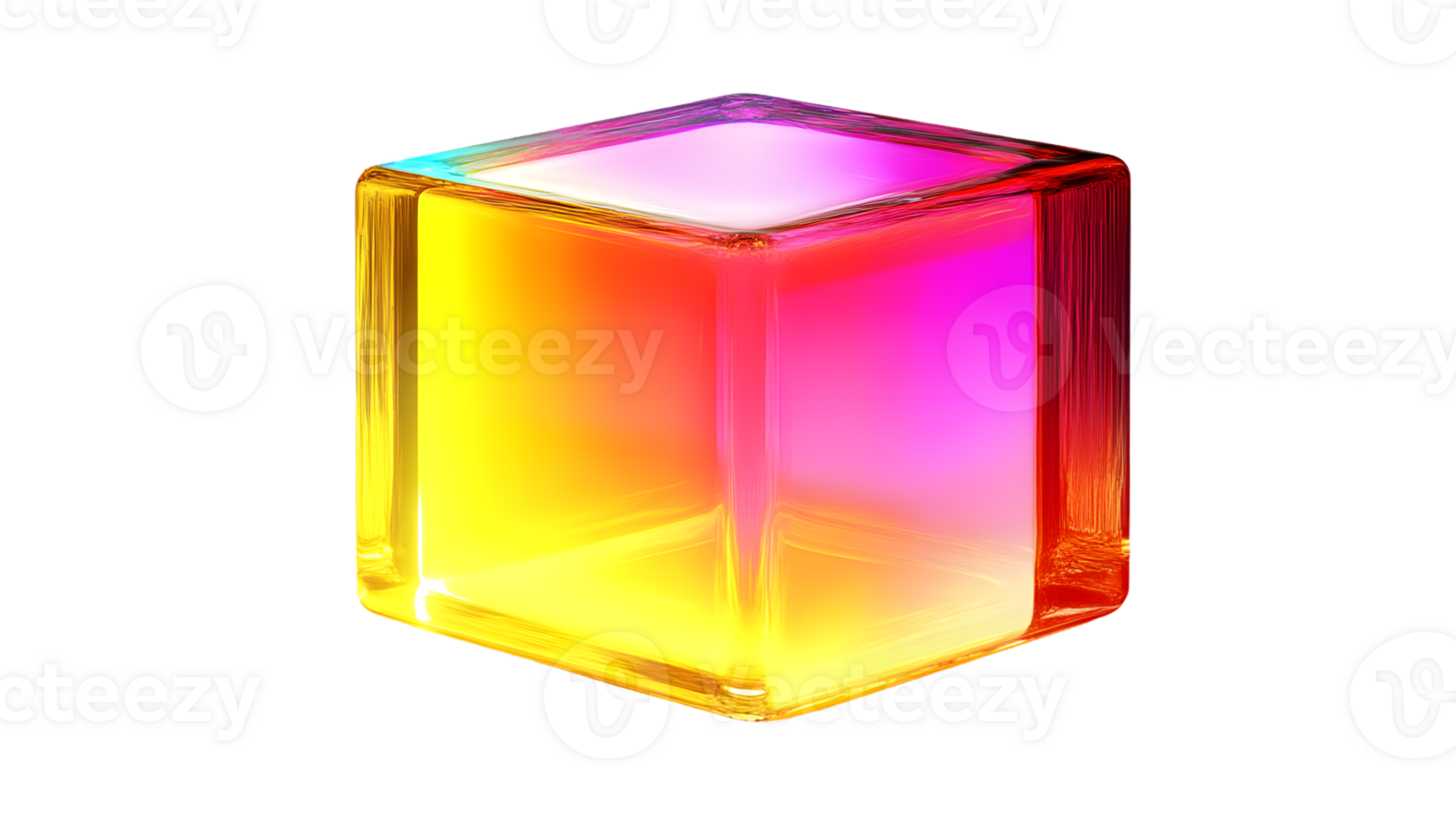 Vibrant Glass Cube with Gradient Colors Perfect for Design Art and Technology Projects png