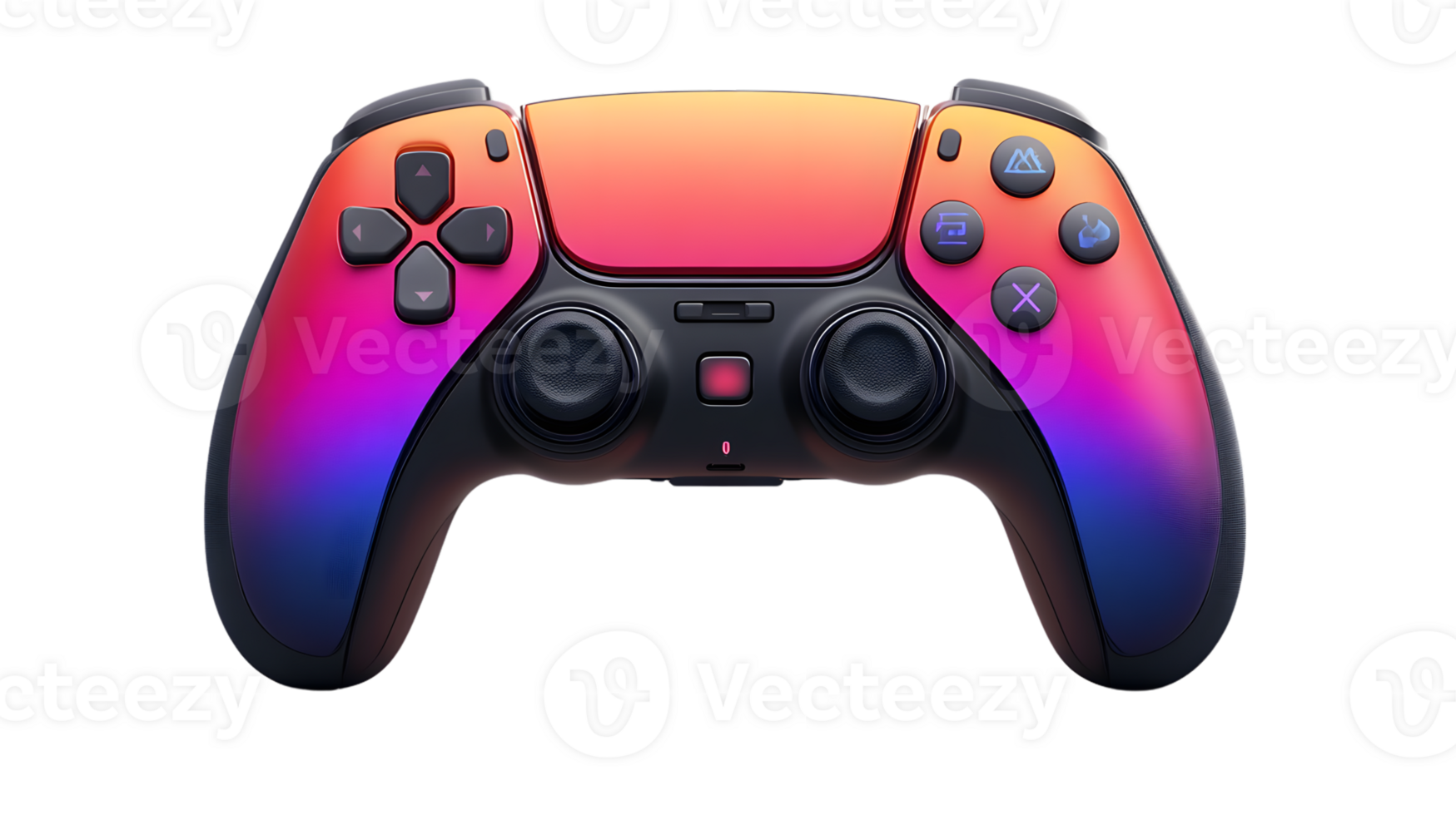 Vibrant Gradient Game Controller with Illuminated Buttons and Joysticks for Gaming Enthusiasts png