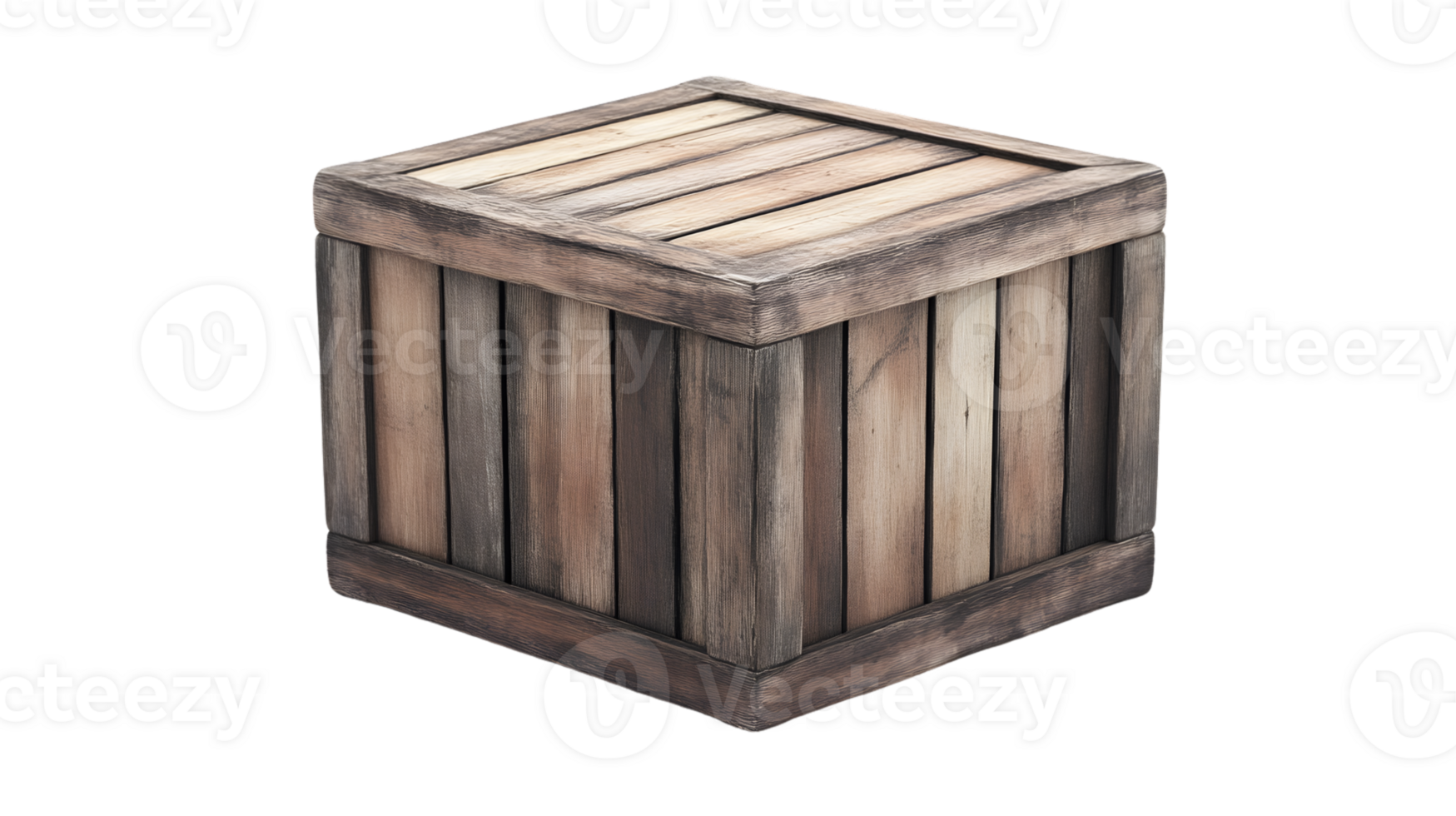 Wooden Crate Isolated on Black Background Rustic Storage Box for Design Gaming and Decorativ png