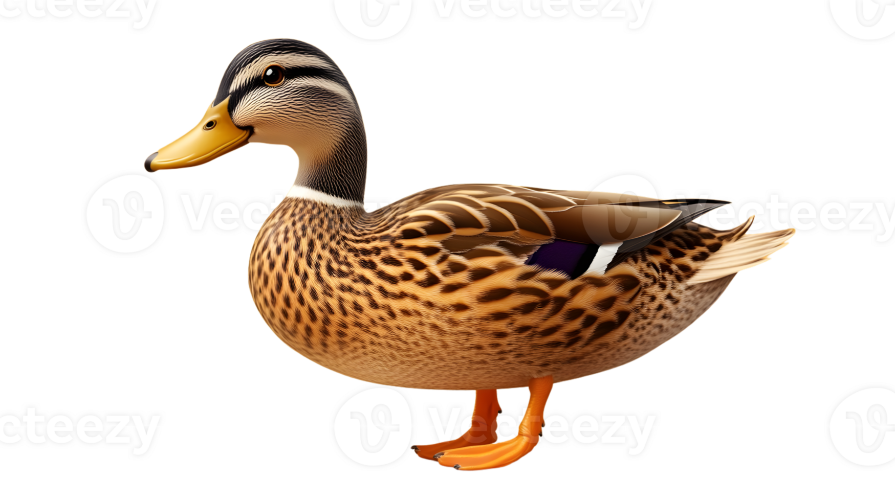 A detailed illustration of a duck with vibrant plumage and orange beak ideal for nature wildl png