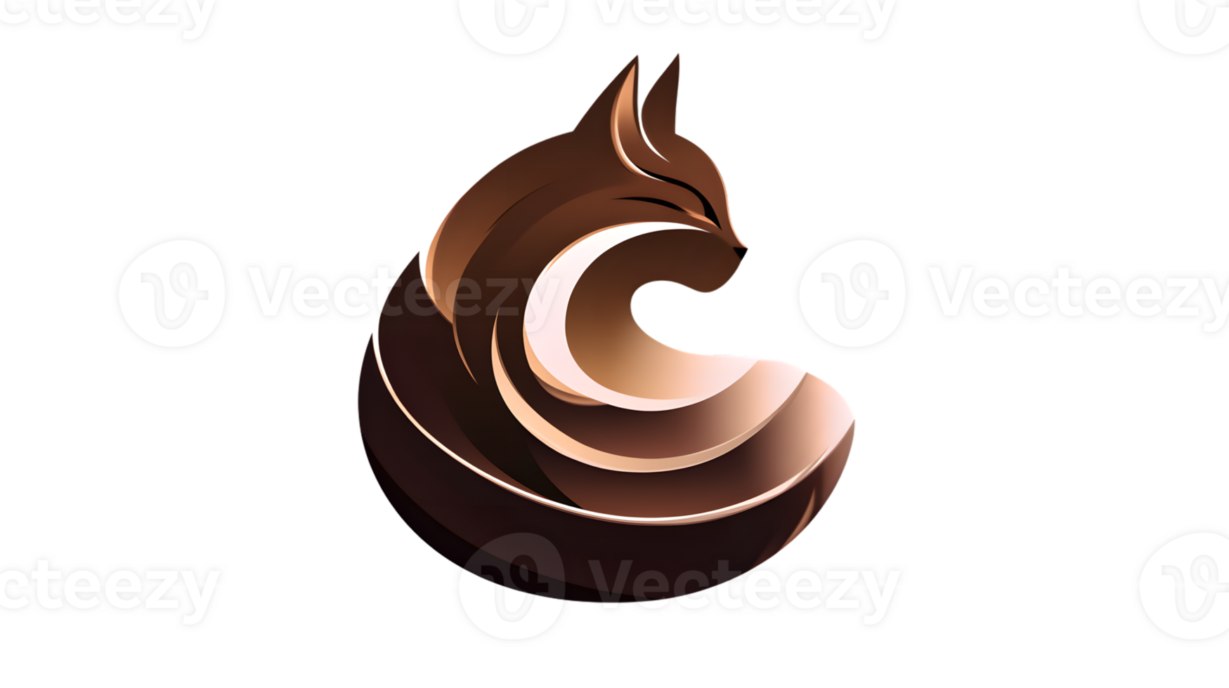 Abstract Sculpture of a Feline Head Emerging from Swirls Modern Art Design for Creative Projec png