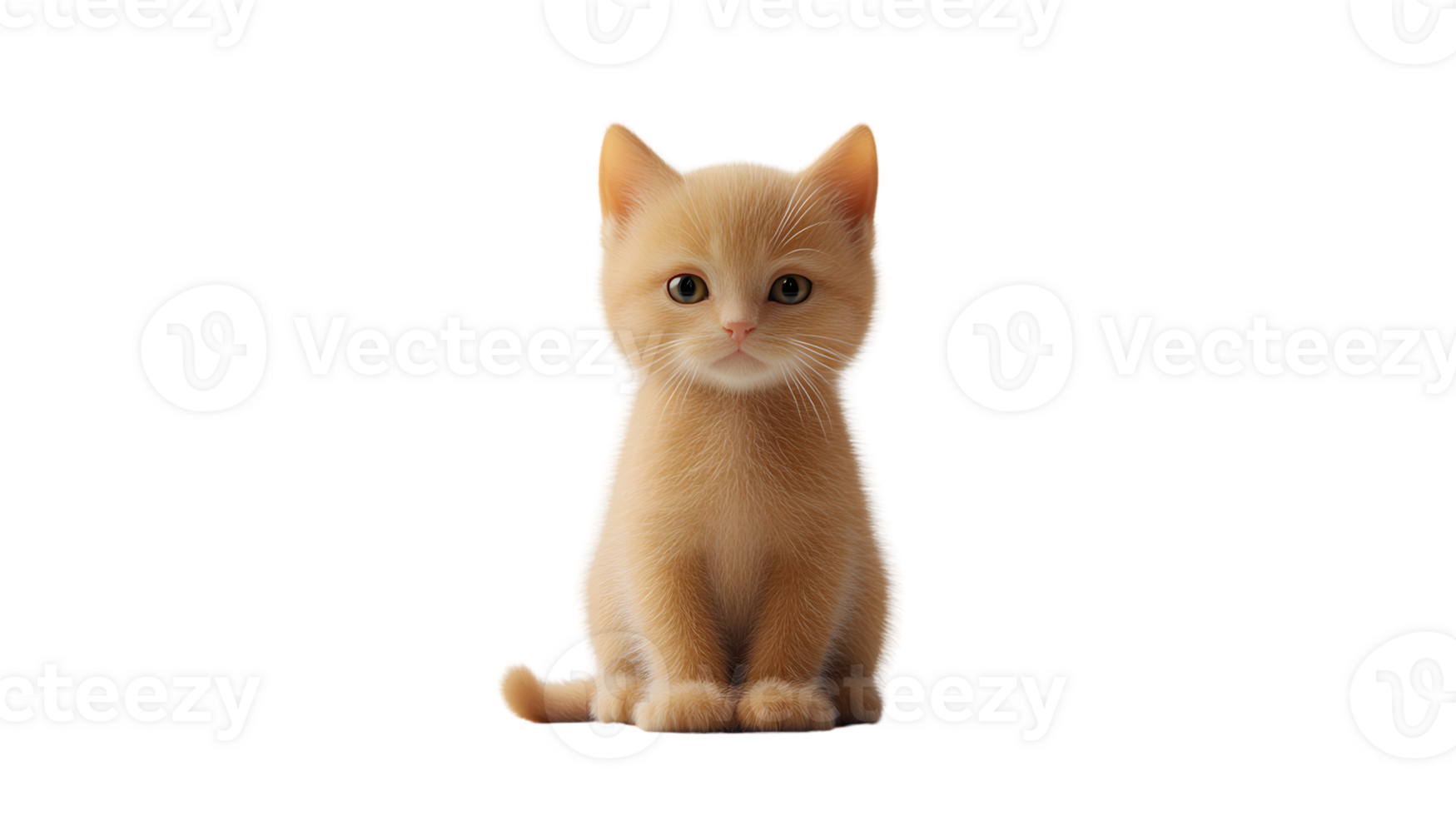 Adorable Ginger Kitten Sitting on a Transparent Background Perfect for Pet Lovers and AnimalT png