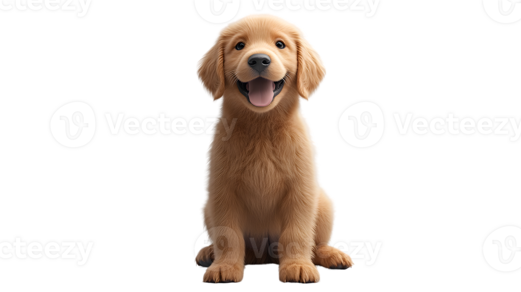 Adorable Golden Puppy Sitting with a Happy Expression Perfect for Pet Lovers and AnimalThemed png
