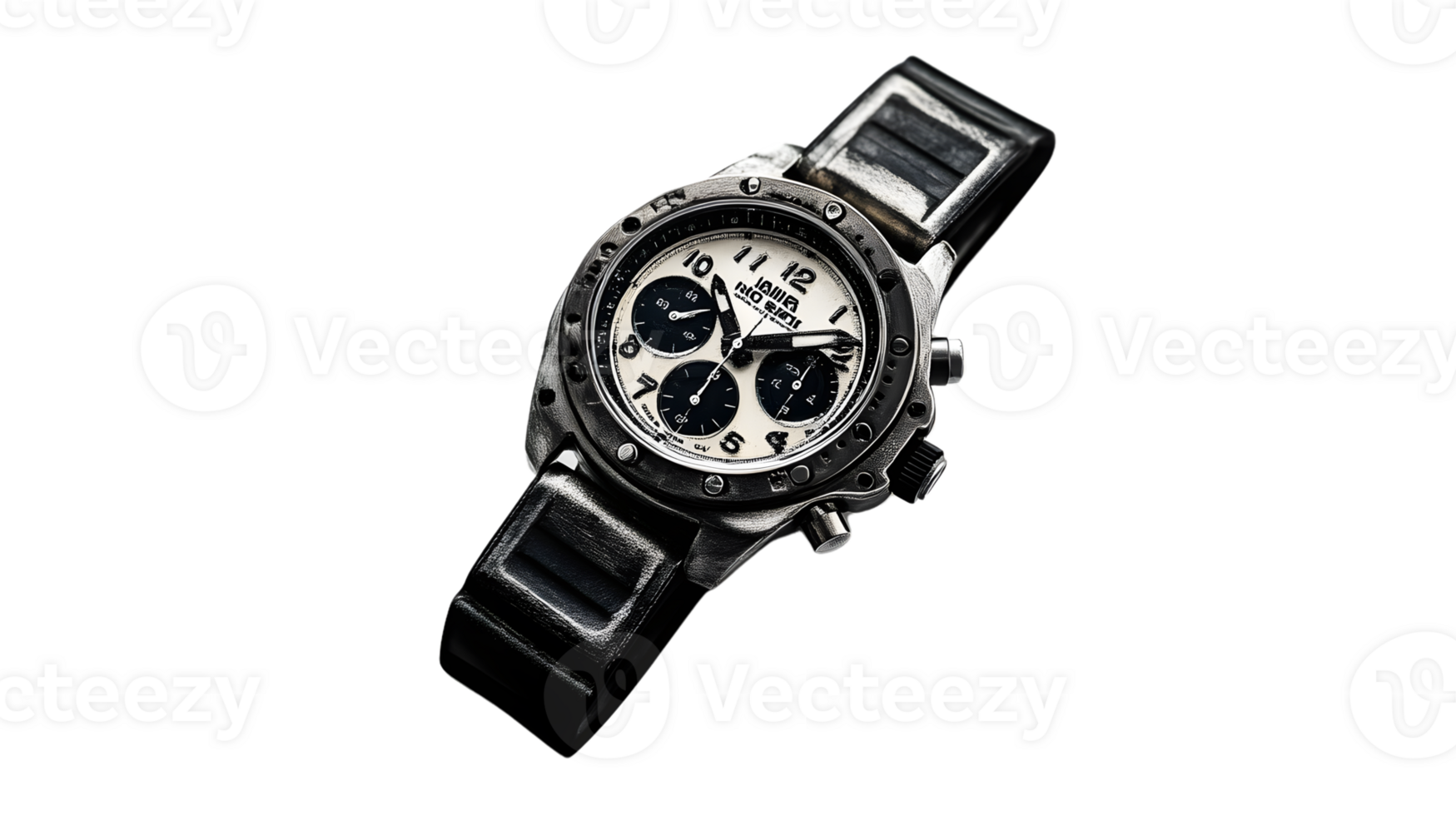 Elegant Timepiece with Chronograph Features on a Black Background png