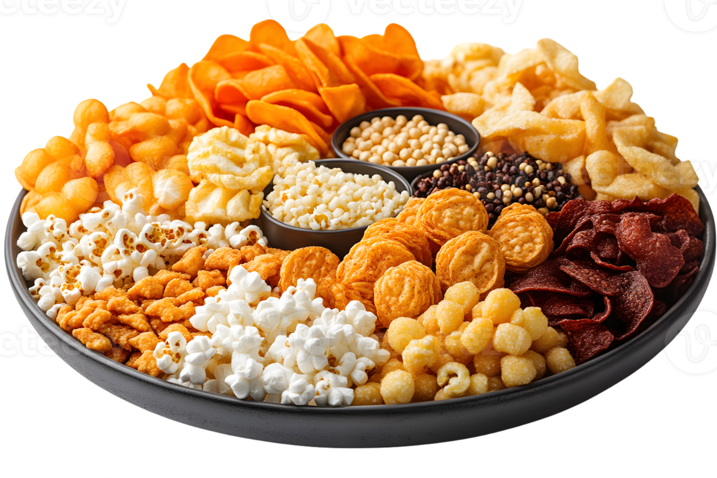 Variety of Salty Snacks and Popcorn in a Bowl png