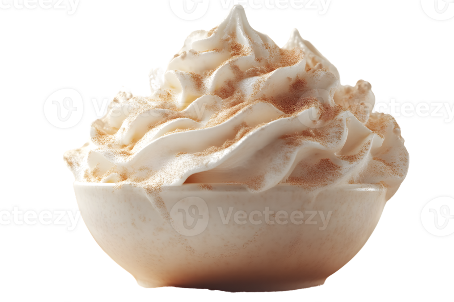 Whipped Cream Delight A Fluffy Sprinkled Dessert in a Ceramic Bowl png
