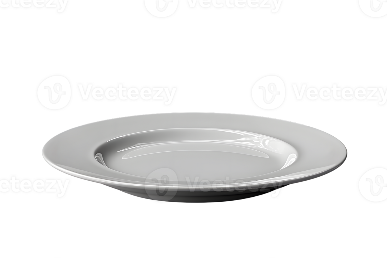 A pristine white ceramic plate with a glossy finish ideal for culinary presentations and table png