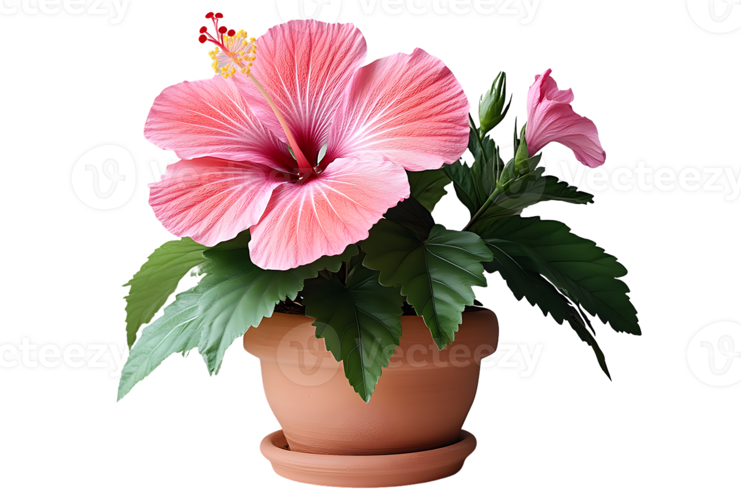 A vibrant tropical flower in a terracotta pot perfect for home decor and botanical themes png