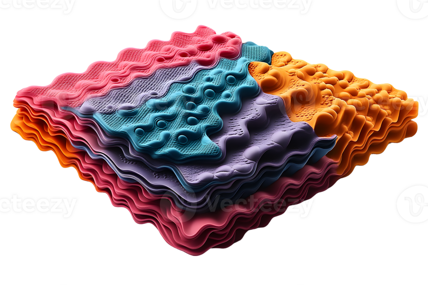Abstract Layered 3D Texture with Wavy Pattern and Colorful Design png