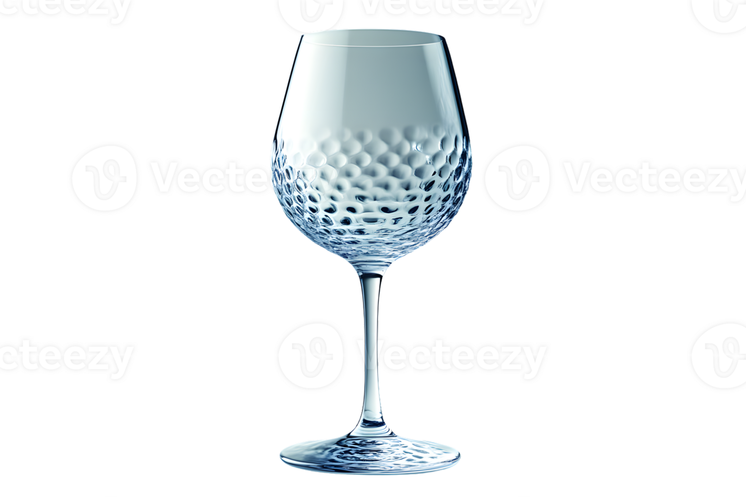 Elegant Crystal Wine Glass with Textured Design on a Black Background png