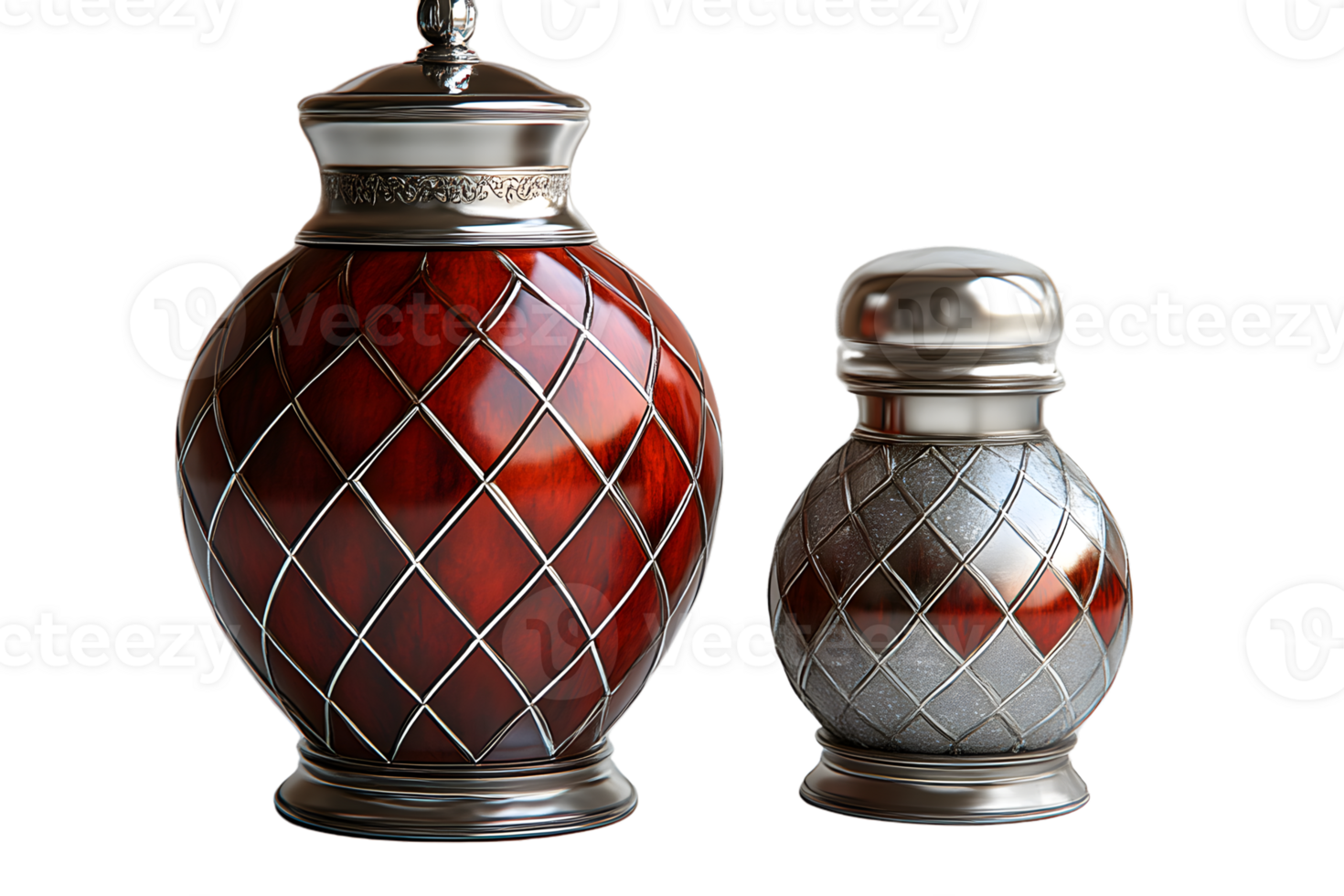 Elegant Decorative Containers with Diamond Patterns and Metallic Accents for Home Dcor and Art png