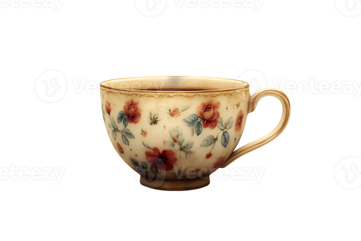 Elegant Floral Teacup with Intricate Design for Vintage and Decorative Themes png