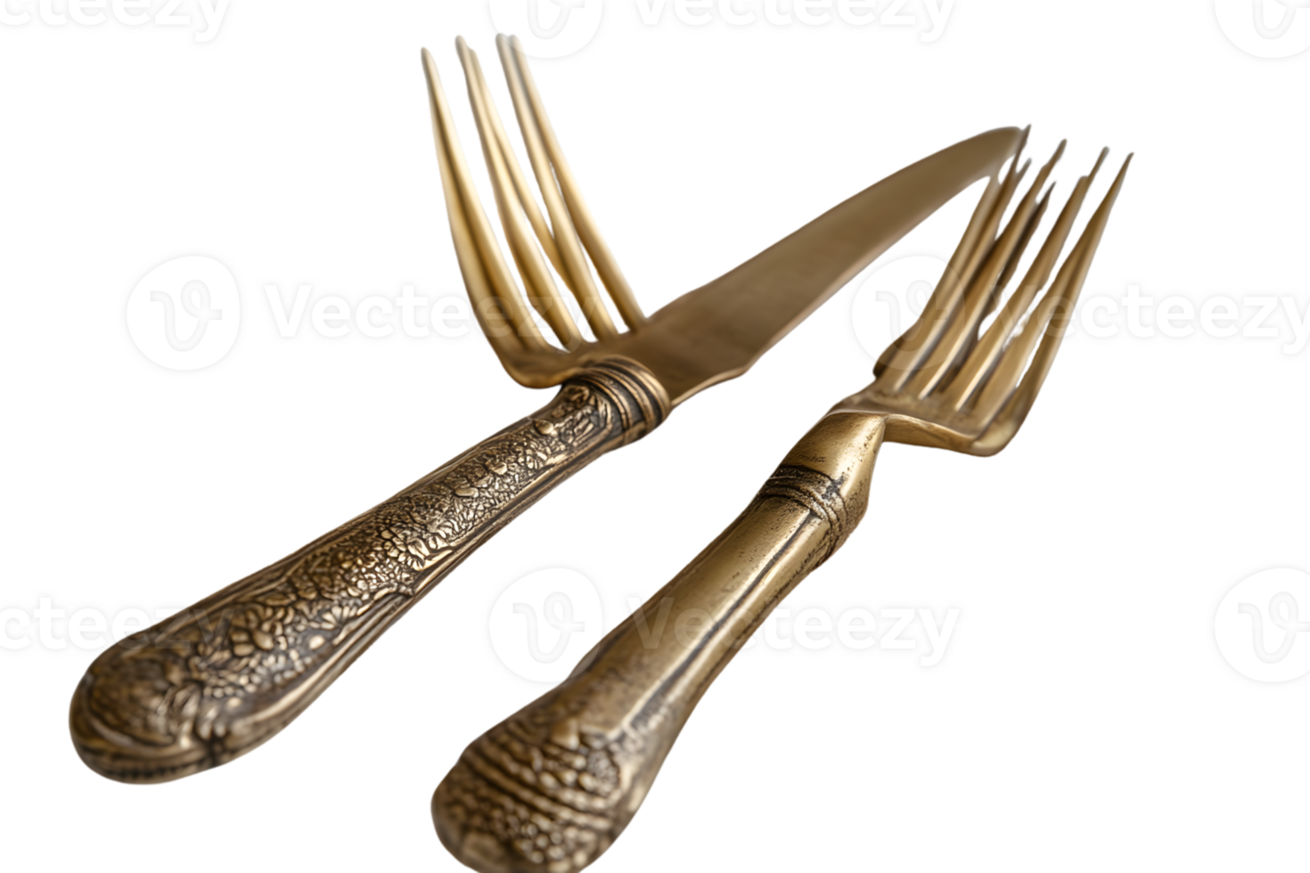 Elegant Golden Cutlery Set with Intricate Handle Design for Luxury Dining and Tableware Photogr png