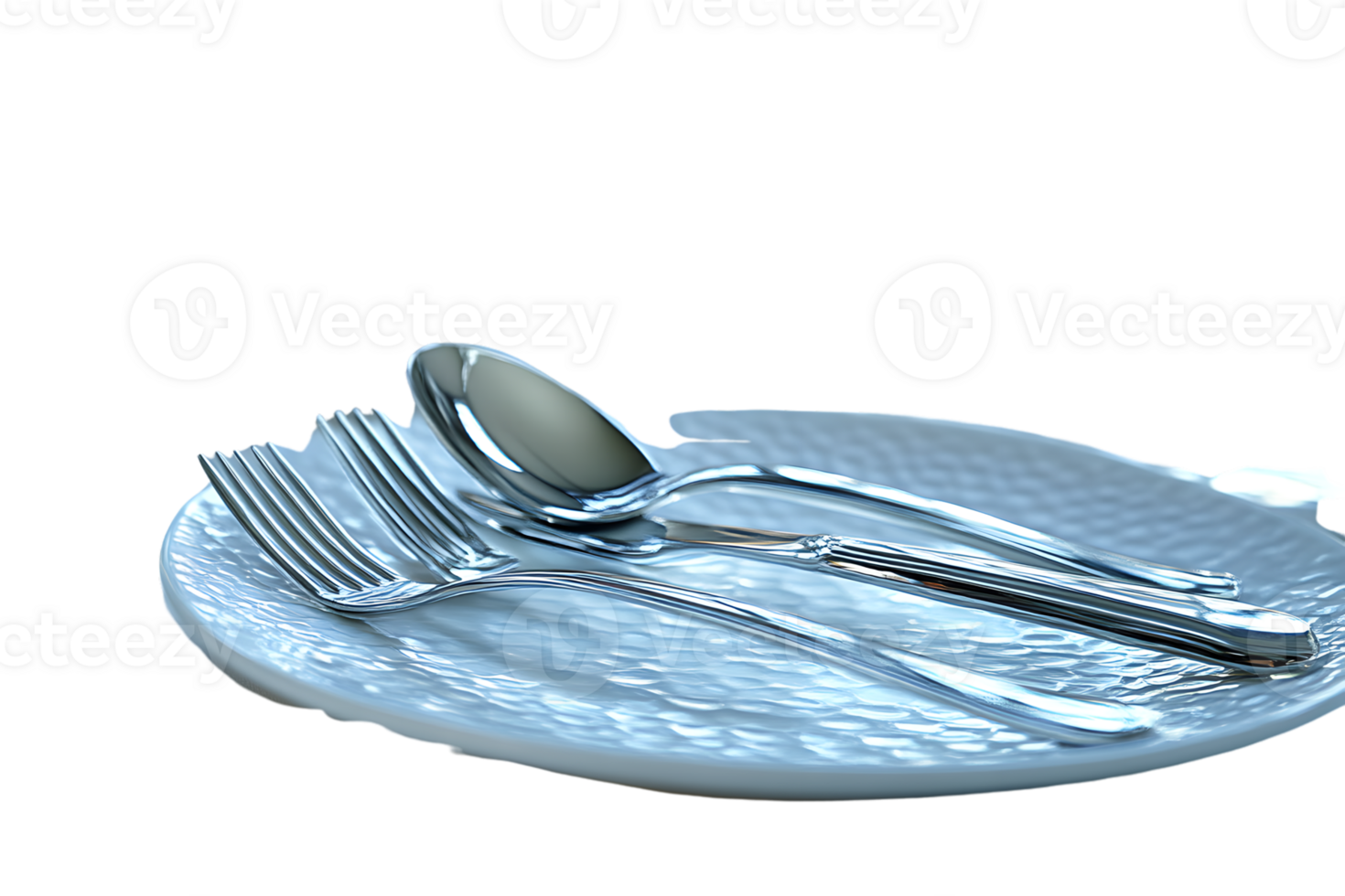 Elegant Table Setting with Silverware on a Textured Plate png