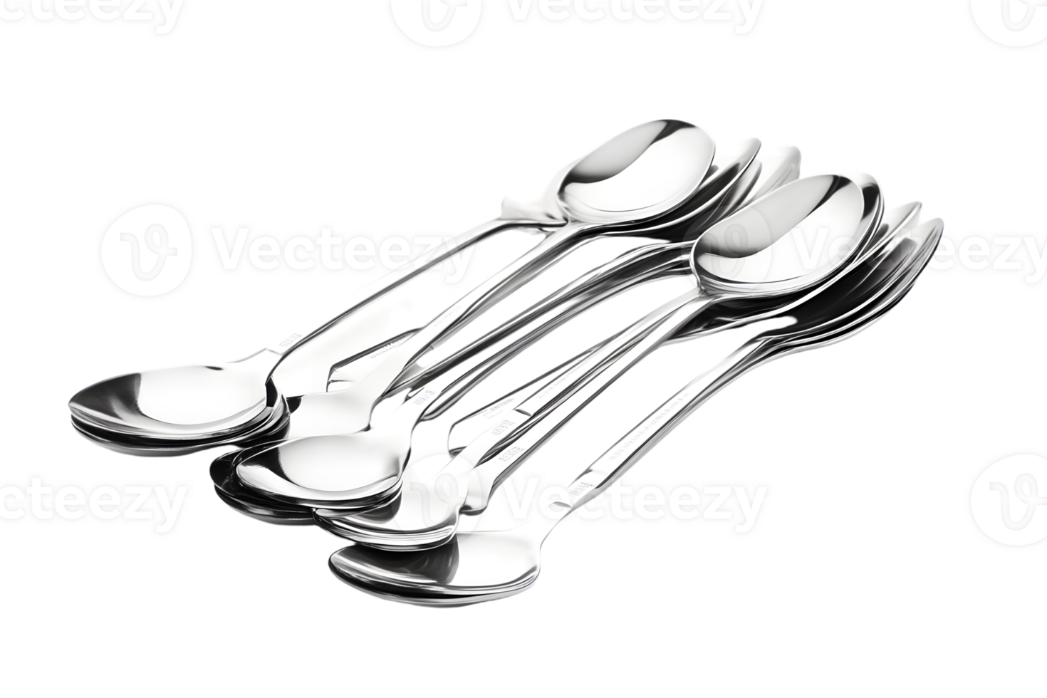 Shiny Stainless Steel Spoons Arranged on a Black Background for Culinary and Tableware Photogra png