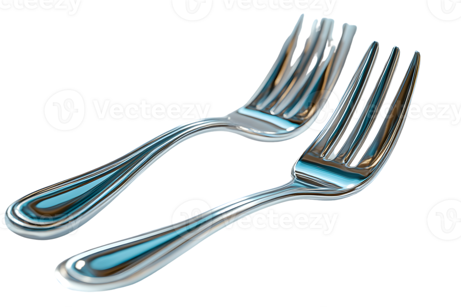 Shiny Metallic Forks on Black Background Perfect for Culinary Dining and Tableware Design png