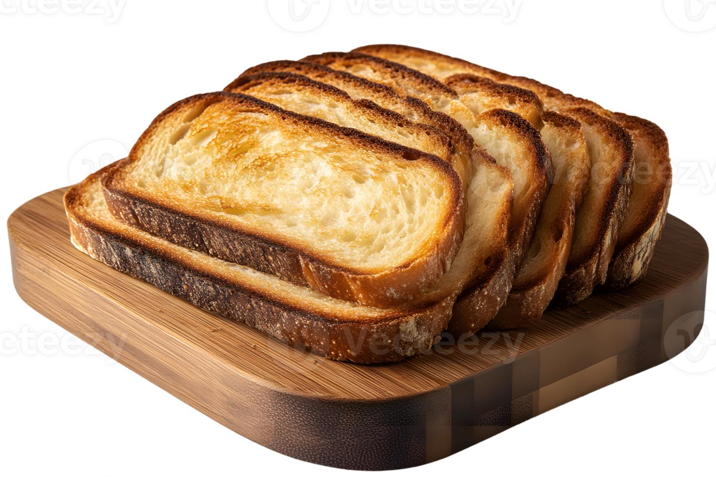 Slices of Toasted Bread on Wooden Cutting Board png