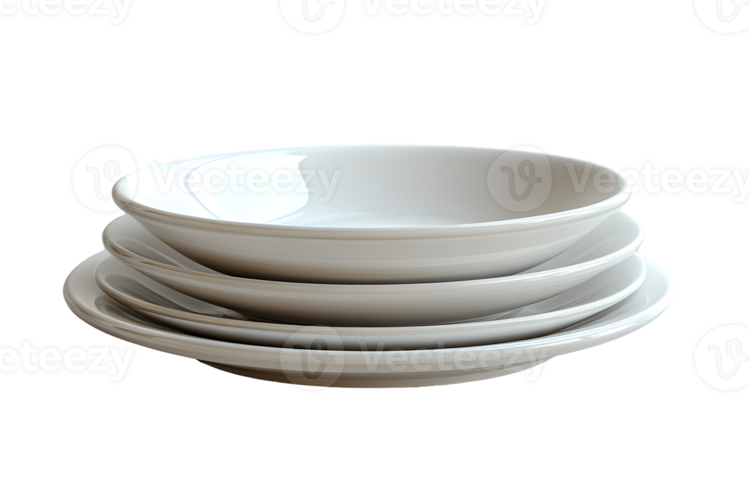 Stacked White Ceramic Plates on Black Background for Culinary and Tableware Design png