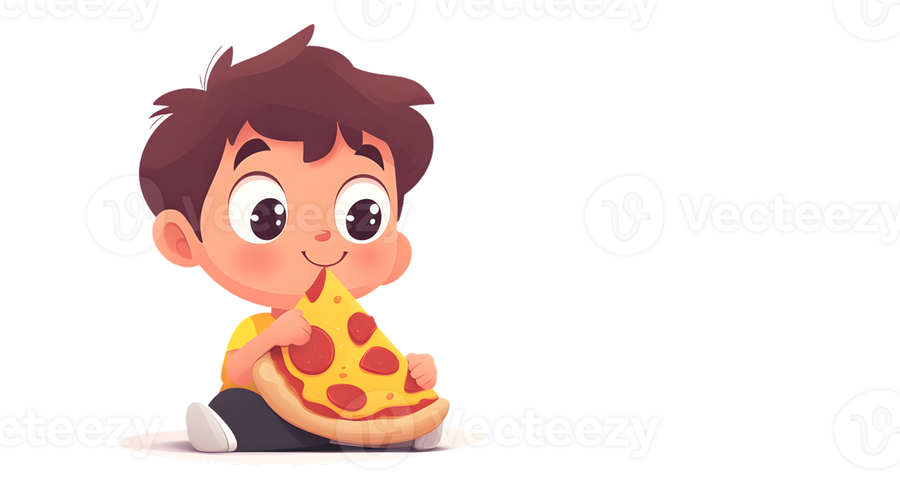 A cheerful child enjoying a slice of pizza perfect for food and lifestyle concepts png