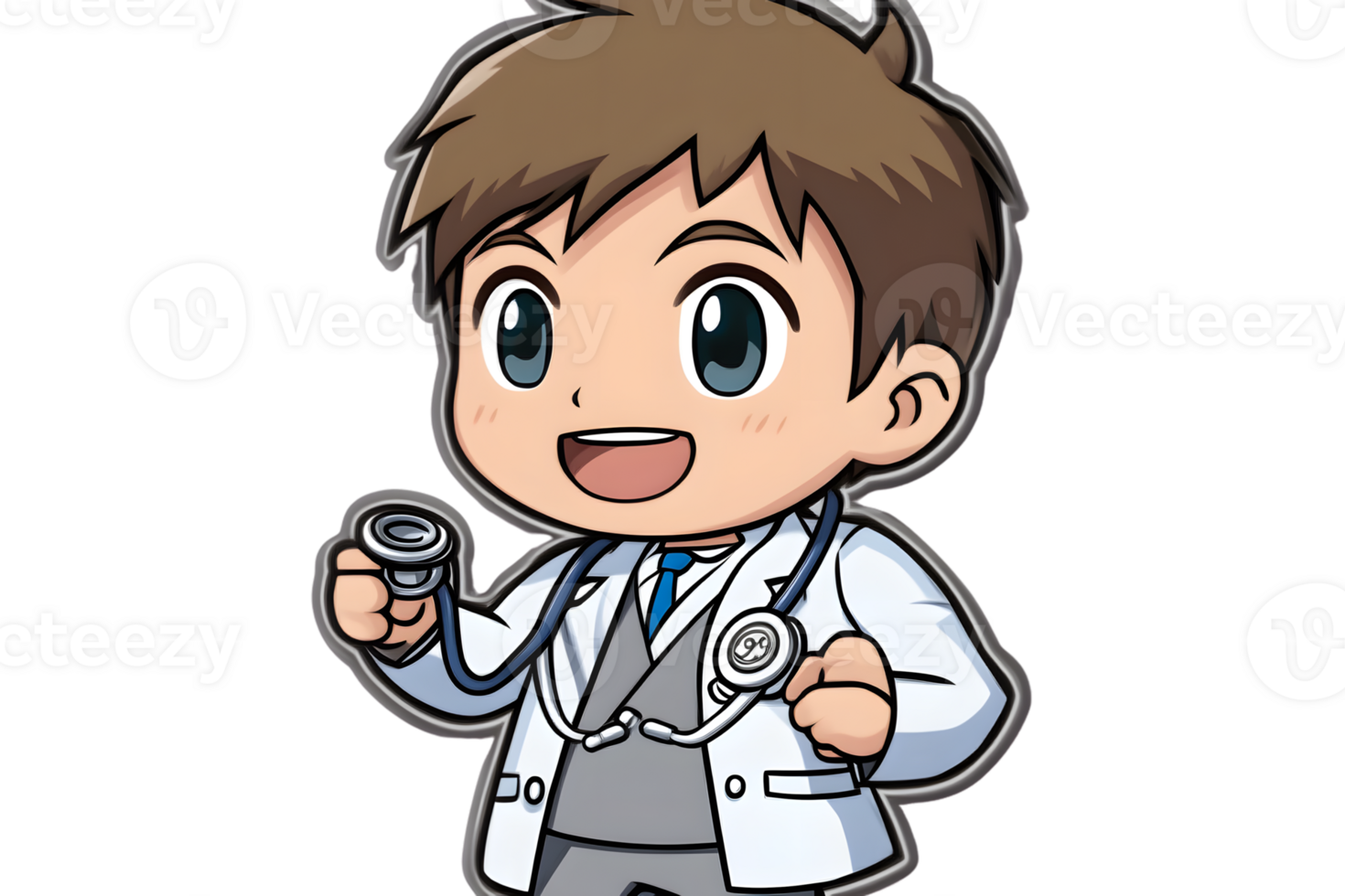 A cheerful cartoon doctor with a stethoscope ready to assist in healthcare and medical themes png