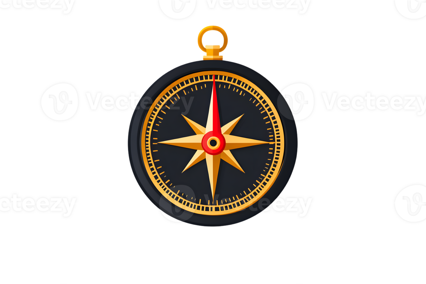 A classic compass design with a golden needle and black background ideal for navigation themes png