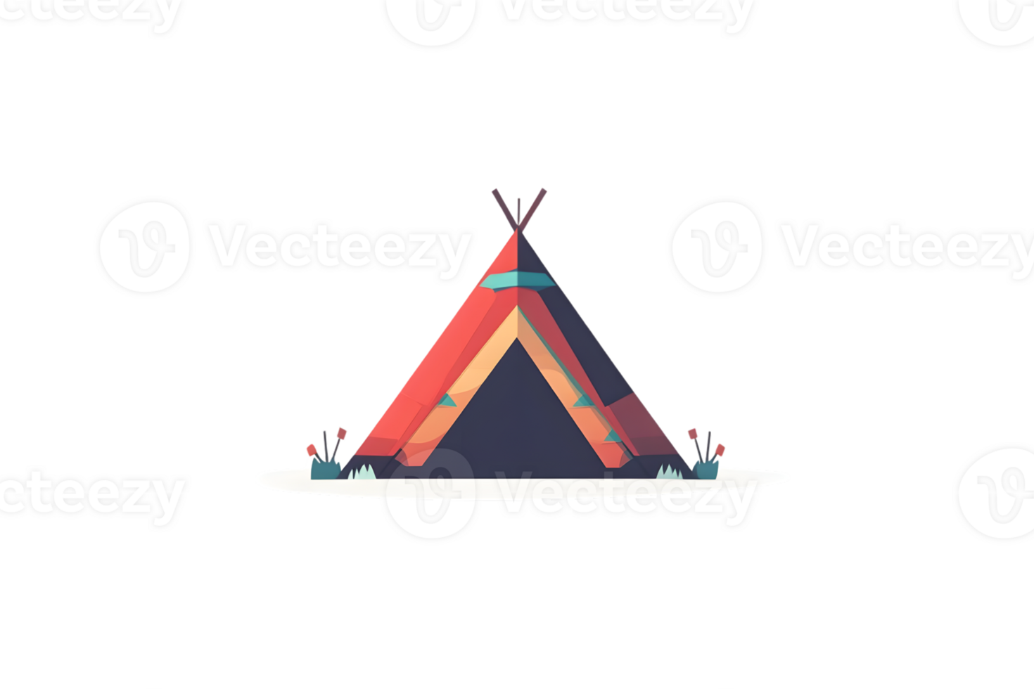 A colorful teepee tent with geometric patterns perfect for camping and outdoor adventures png