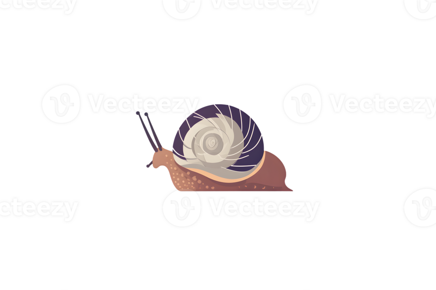 A snail with a purple shell crawling on a black background perfect for nature and wildlife des png