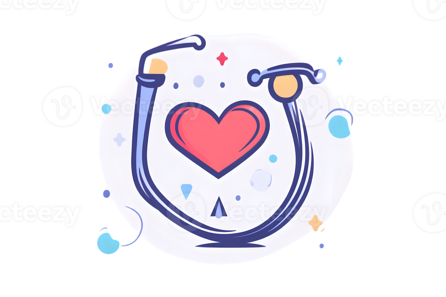 A stethoscope with a heart symbol representing healthcare and medical care png