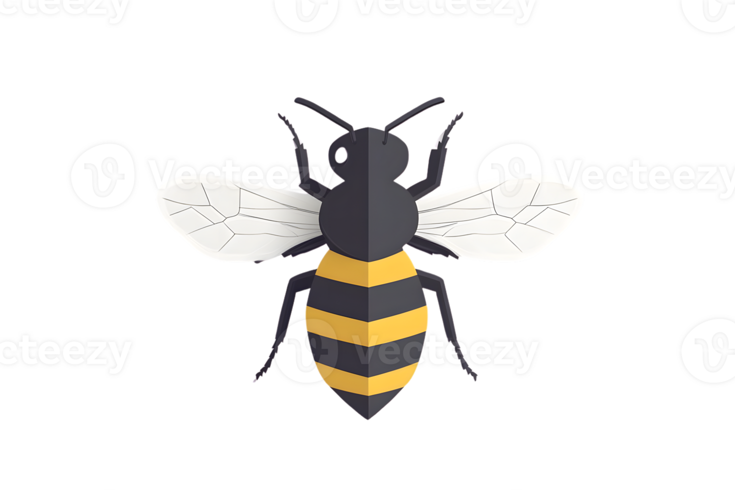 A stylized bee with vibrant yellow and black stripes perfect for nature education and design png