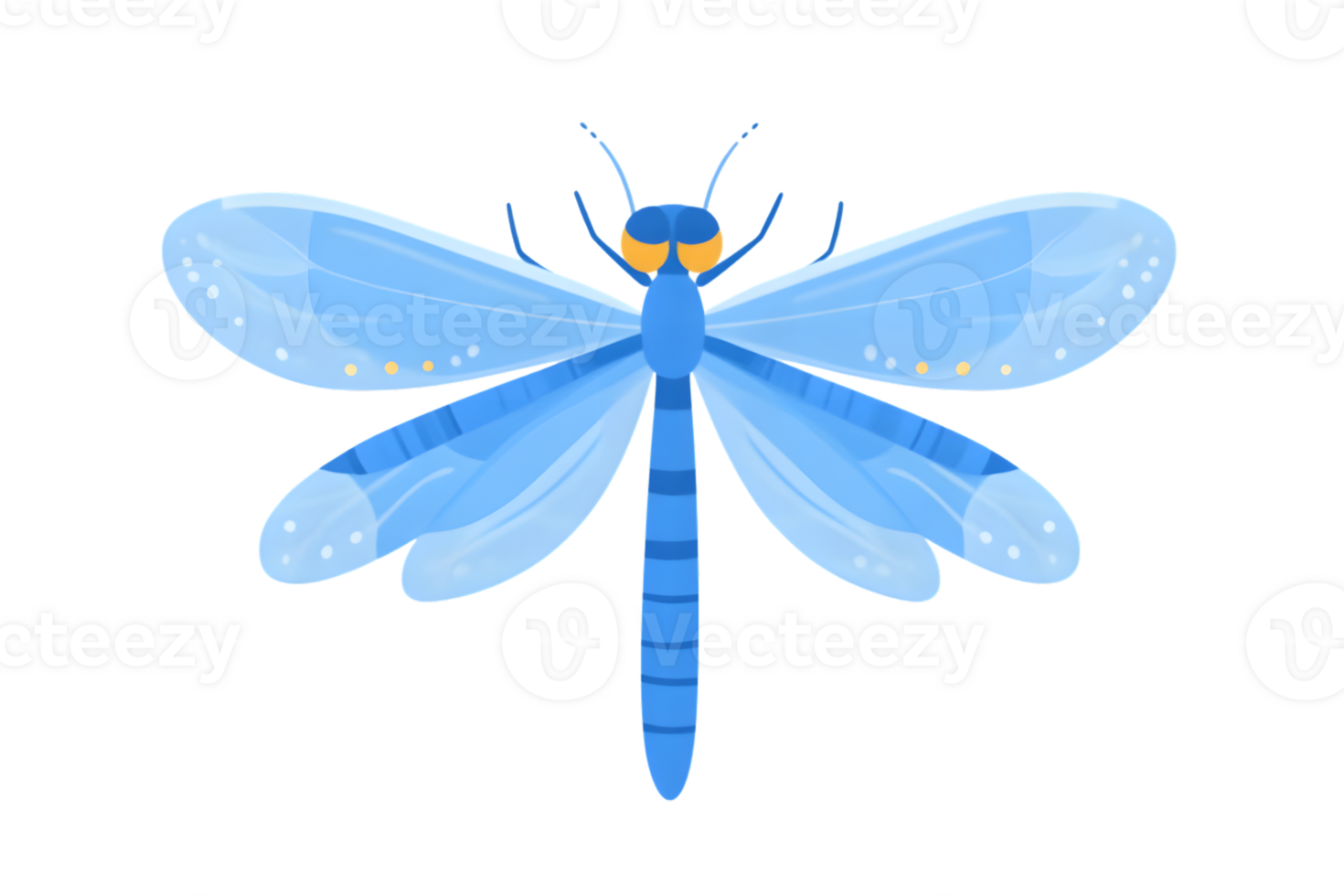 A vibrant blue dragonfly with translucent wings perfect for nature and insectthemed designs png