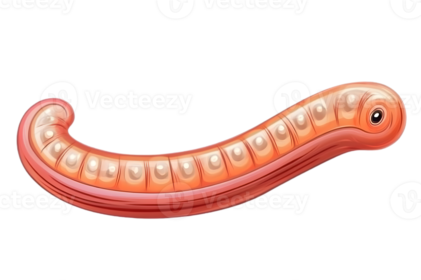 A vibrant cartoonstyle worm with a glossy texture and segmented body ideal for educational c png