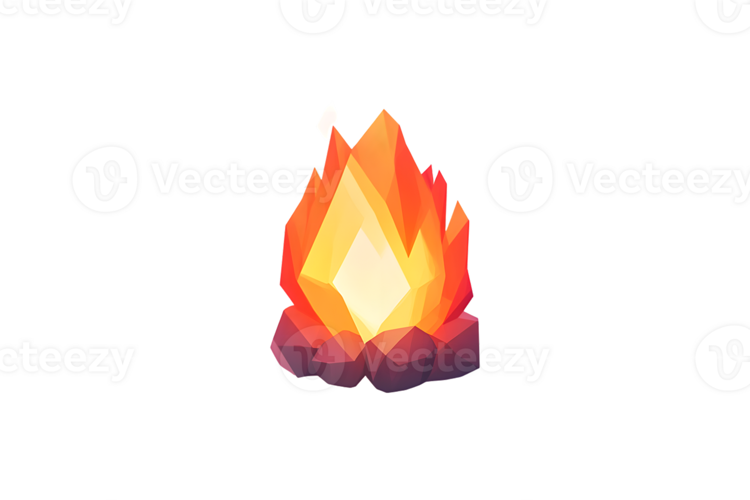 A vibrant geometric campfire illustration with warm hues ideal for adventure warmth and outd png