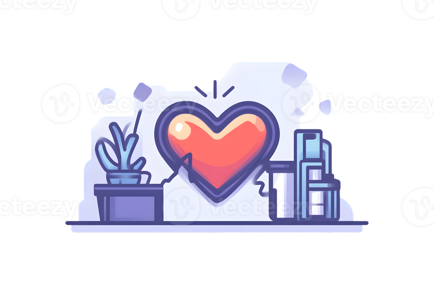 A vibrant heart symbol surrounded by modern elements perfect for themes of love technology a png