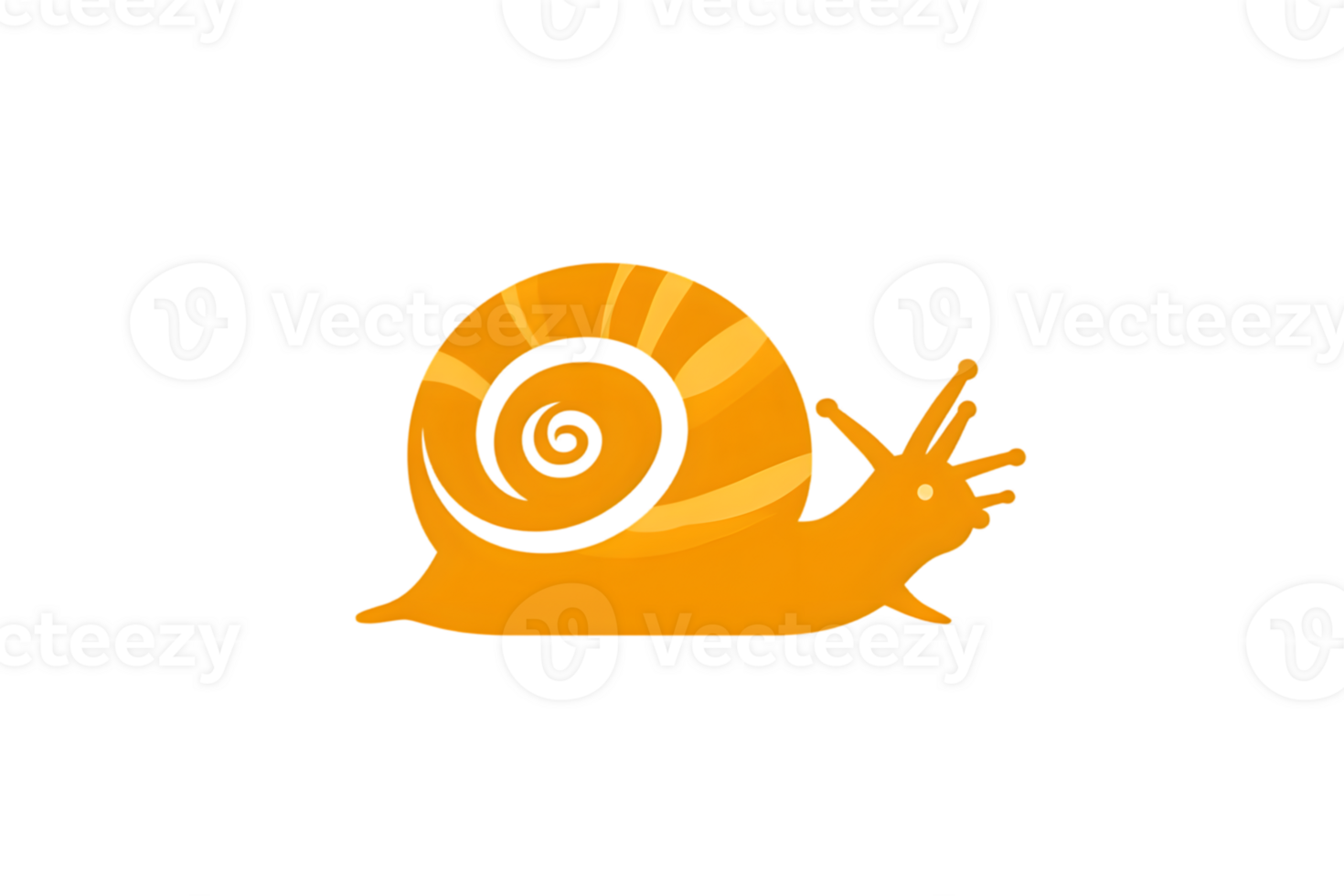 A vibrant orange snail with a striped shell on a black background perfect for nature and desig png