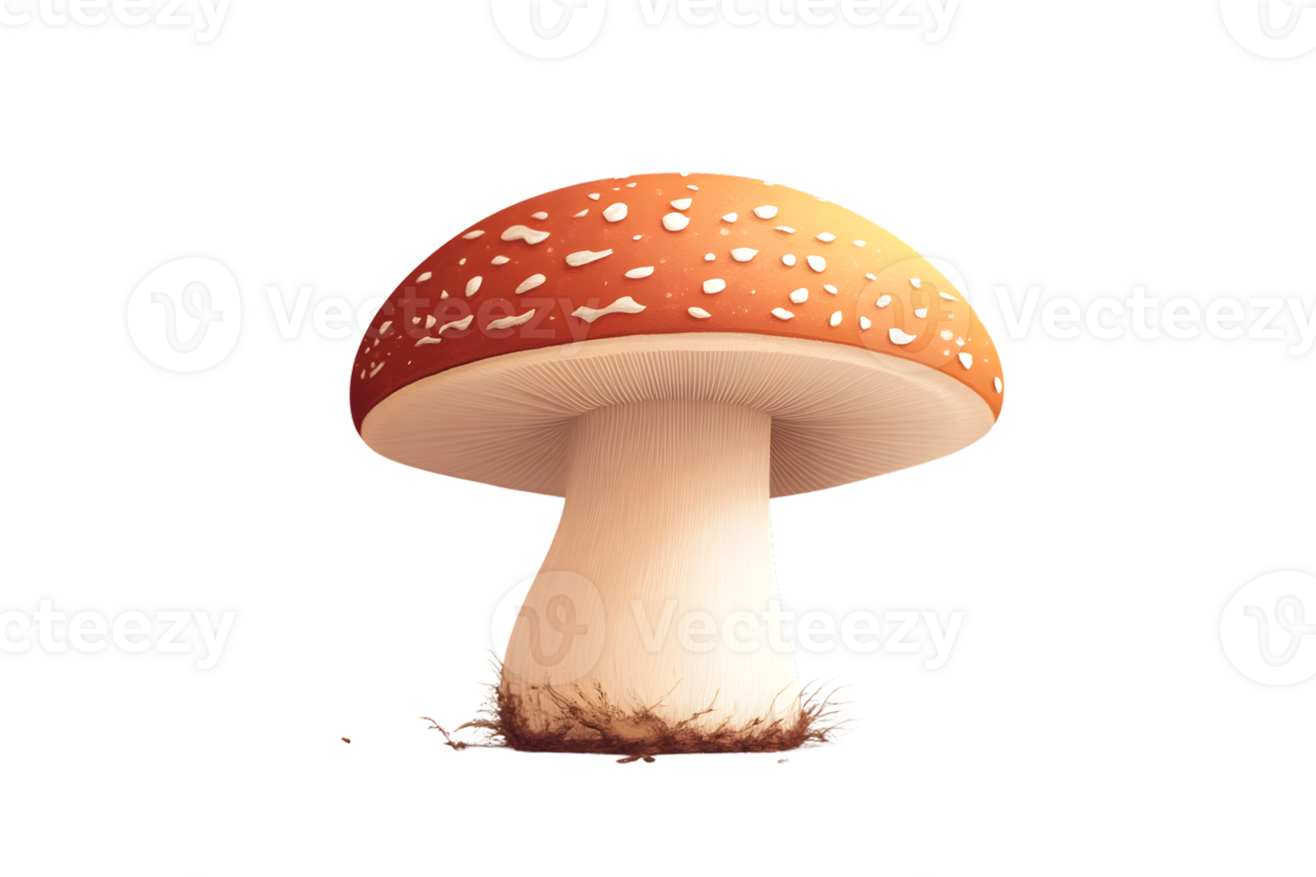 A vibrant redcapped mushroom with white spots perfect for nature fantasy and design project png