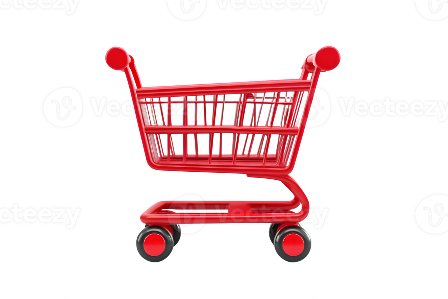 A vibrant red shopping cart isolated on a white background ideal for retail commerce and con png