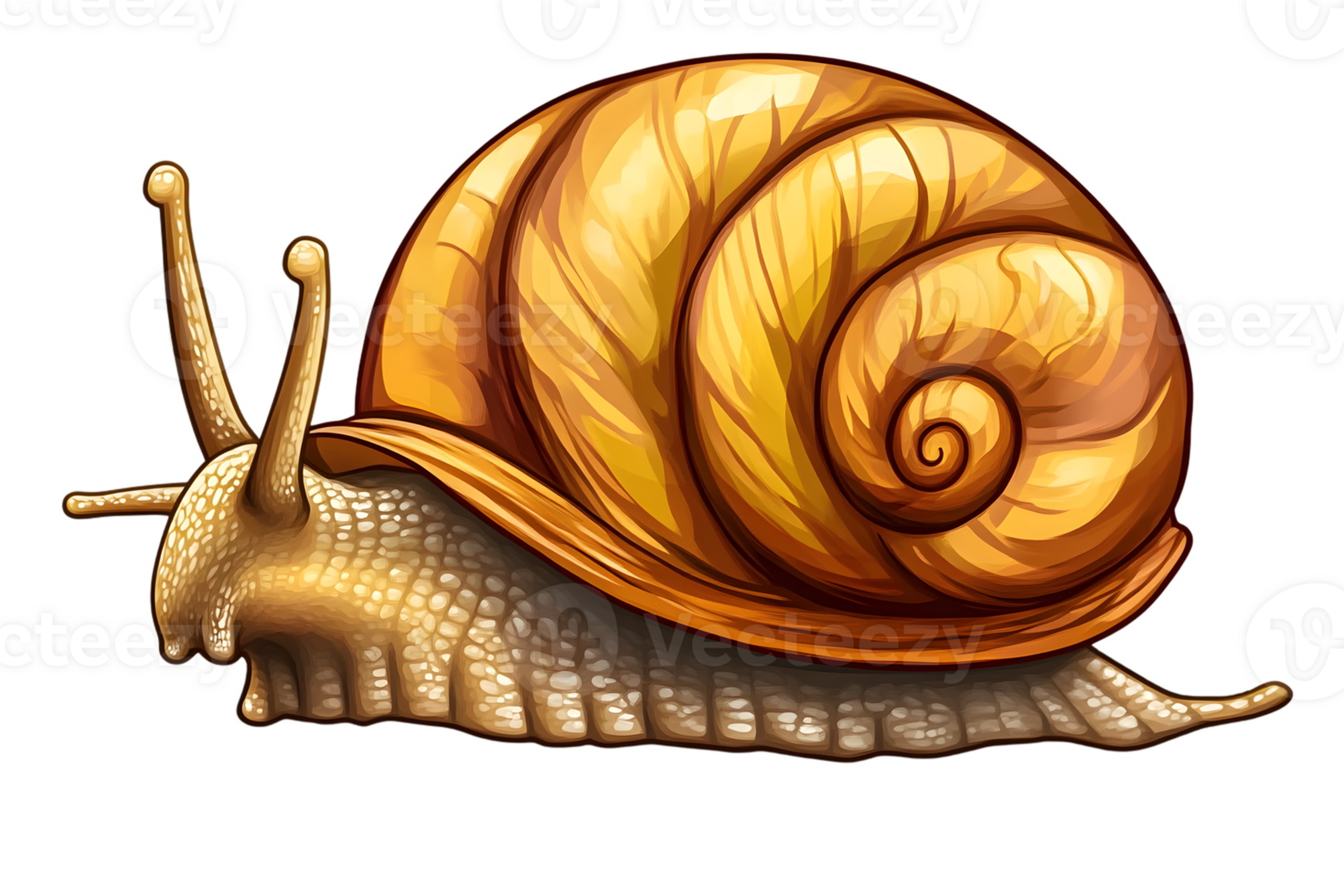 A vibrant snail with a golden shell perfect for nature and educational content png