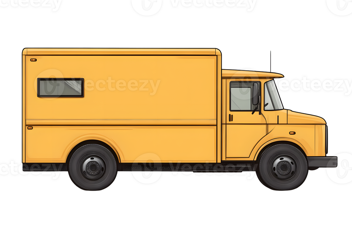 A vibrant yellow delivery truck on a black background ideal for logistics and transportation t png
