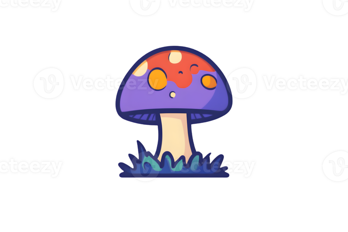 A whimsical cartoon mushroom with a smiling face perfect for fantasy and naturethemed designs png