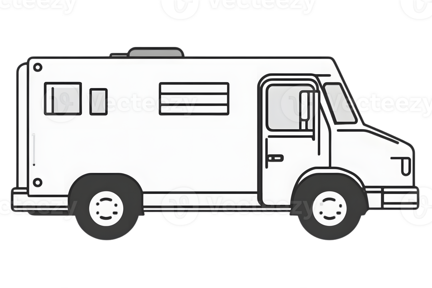 A white delivery van with detailed features ideal for logistics and transportation concepts png