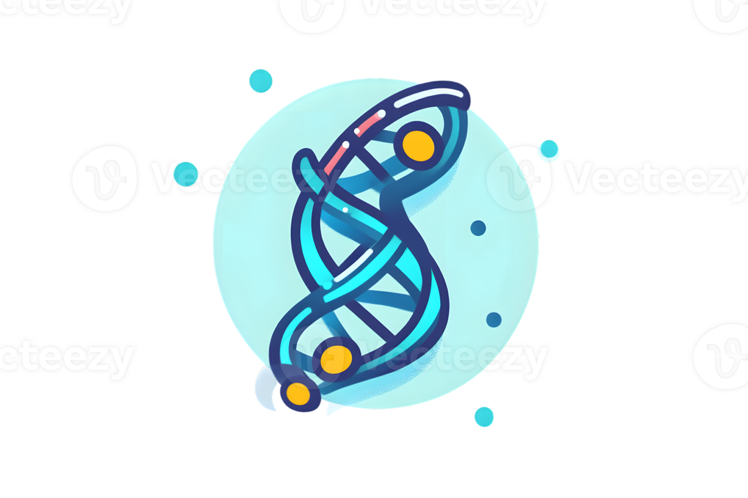 Abstract DNA Helix Illustration with Vibrant Colors and Modern Design for Science Genetics an png