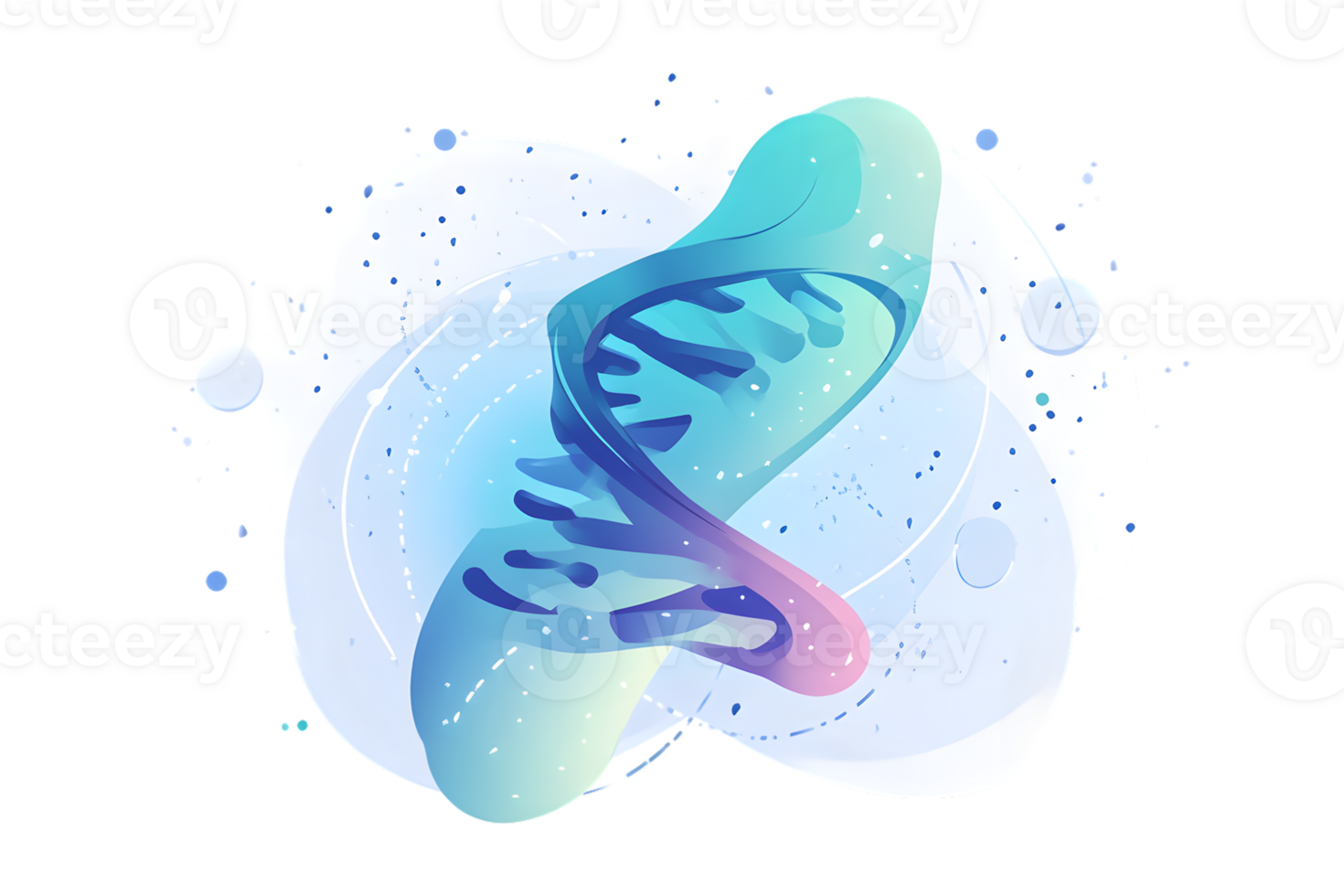 Abstract DNA Helix in a Liquid Bubble Scientific Illustration for Genetics Research and Educat png