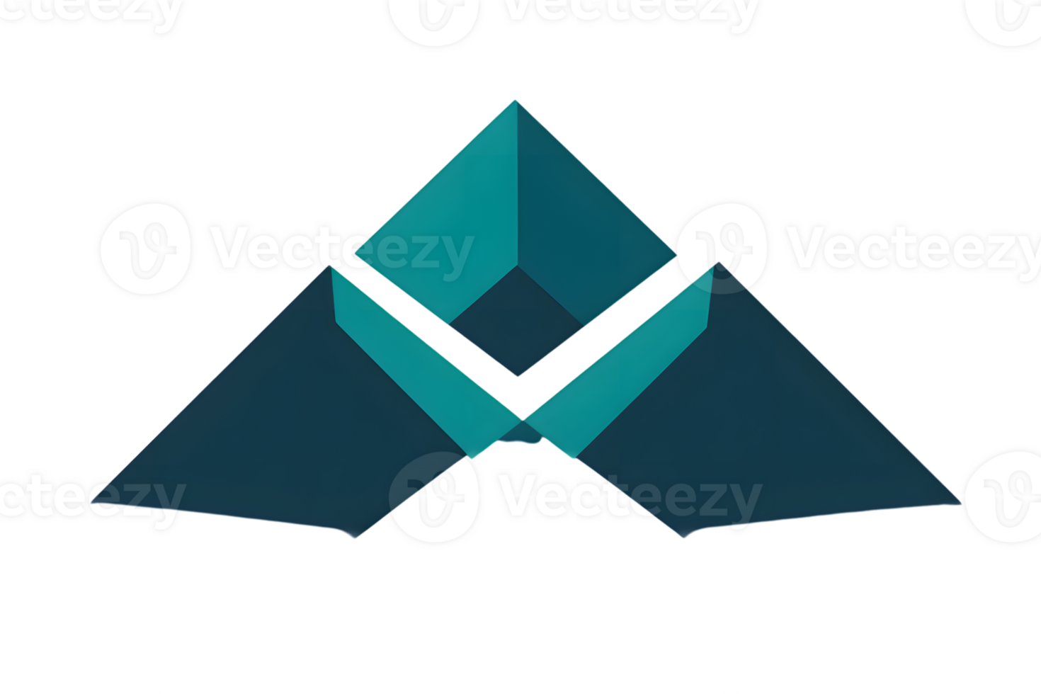 Abstract Geometric Design with Interlocking Triangles in Teal and Dark Blue Colors png