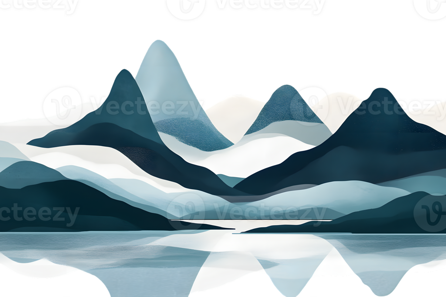 Abstract Mountain Reflections in Serene Waters png