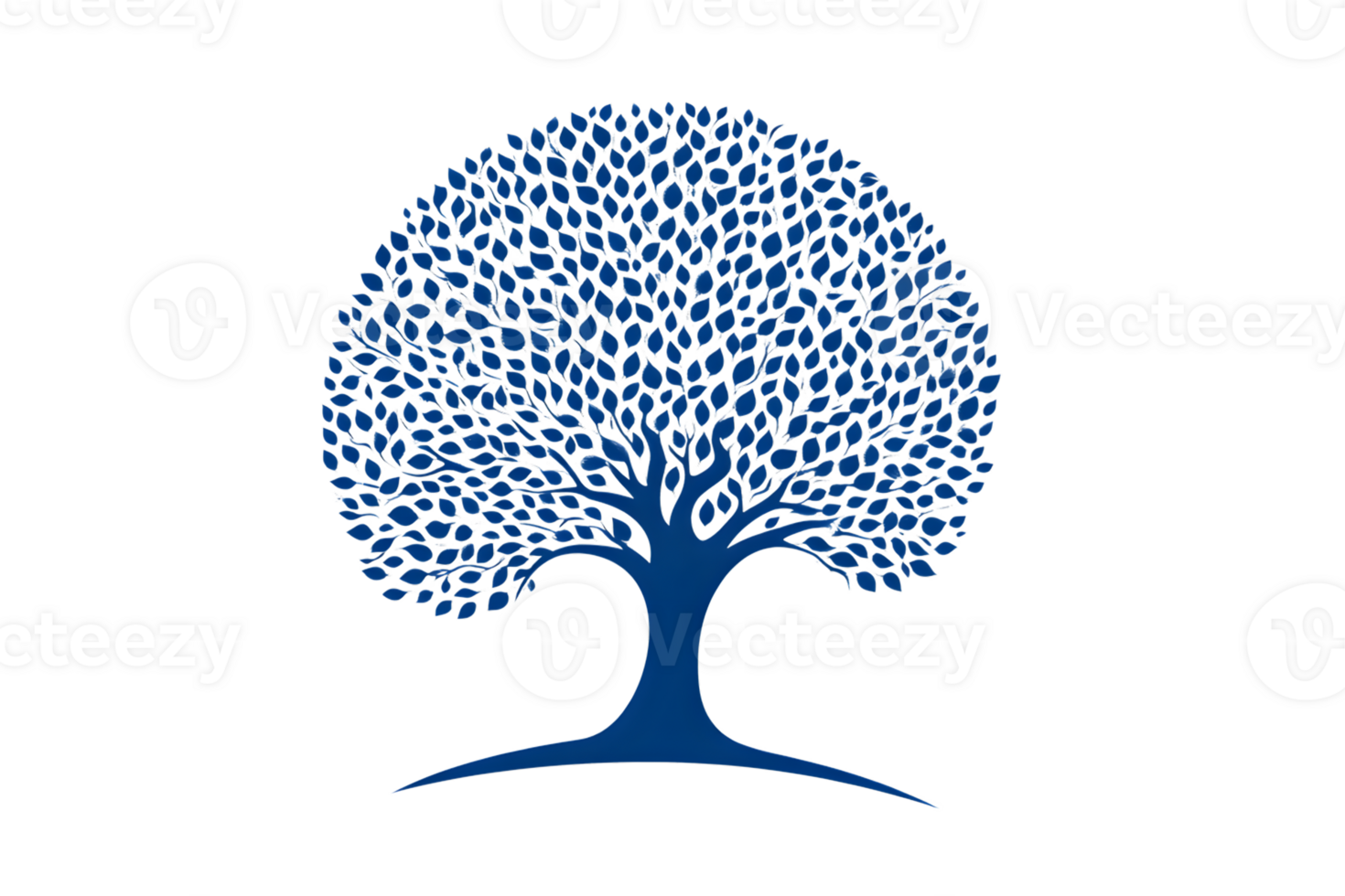 Blue Leafy Tree Silhouette on Black Background Nature Design and Artistic Element for Creati png