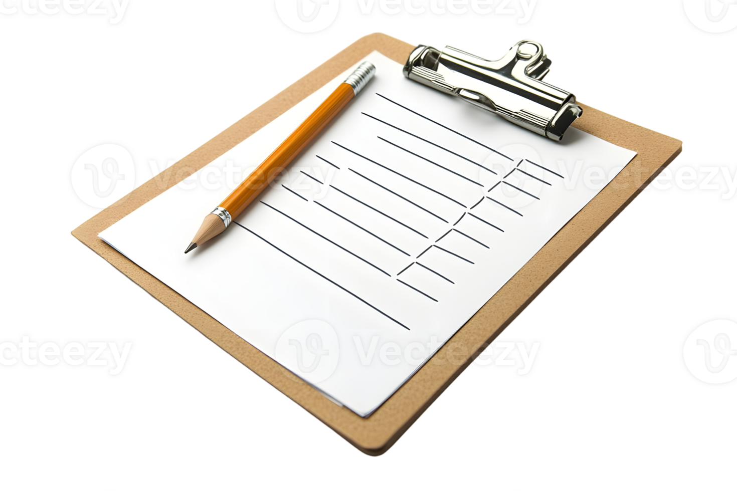 Clipboard with Checklist and Pencil on Black Background Organizational Tools for Planning Ta png